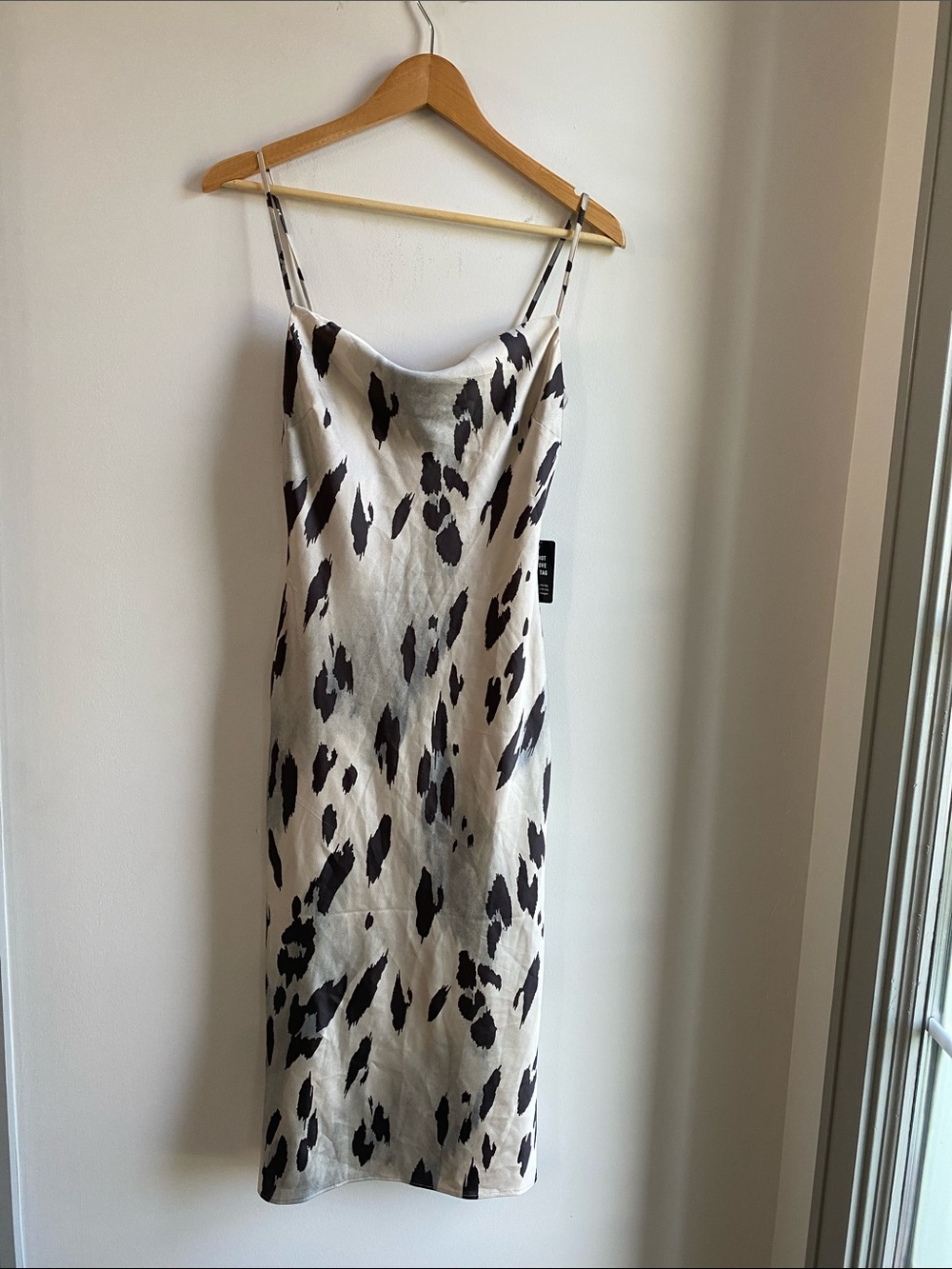 NWT Express Cream and Black Animal Print Slip Midi Dress